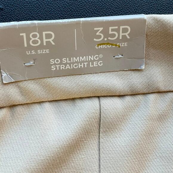NWT Chico’s Light Khaki So Slimming Straight Leg Pants Size 3.5 (18R) - Picture 5 of 9